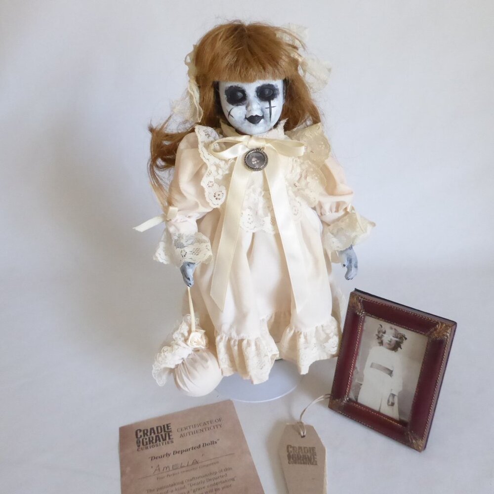 OOAK 17” SCARY POSSESSED HORROR UNDEAD DEMON DOLL SKULL IN PURSE PROP ODDITY